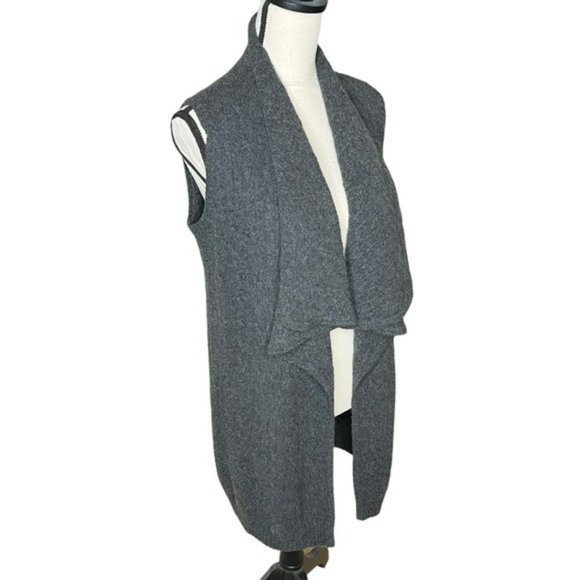 Ralph Lauren Black Label Charcoal Gray Cashmere Drape Open Sweater Vest Size M - Picture 5 of 15